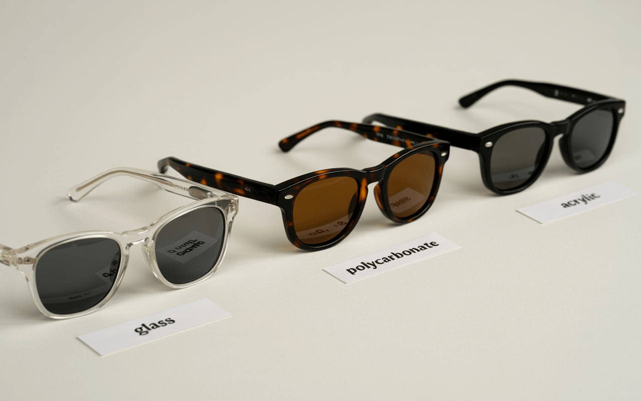 Comparison of different lens materials showing clarity and thickness differences